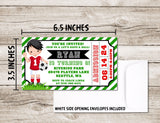 Boys Soccer Birthday Party Ticket Invitations
