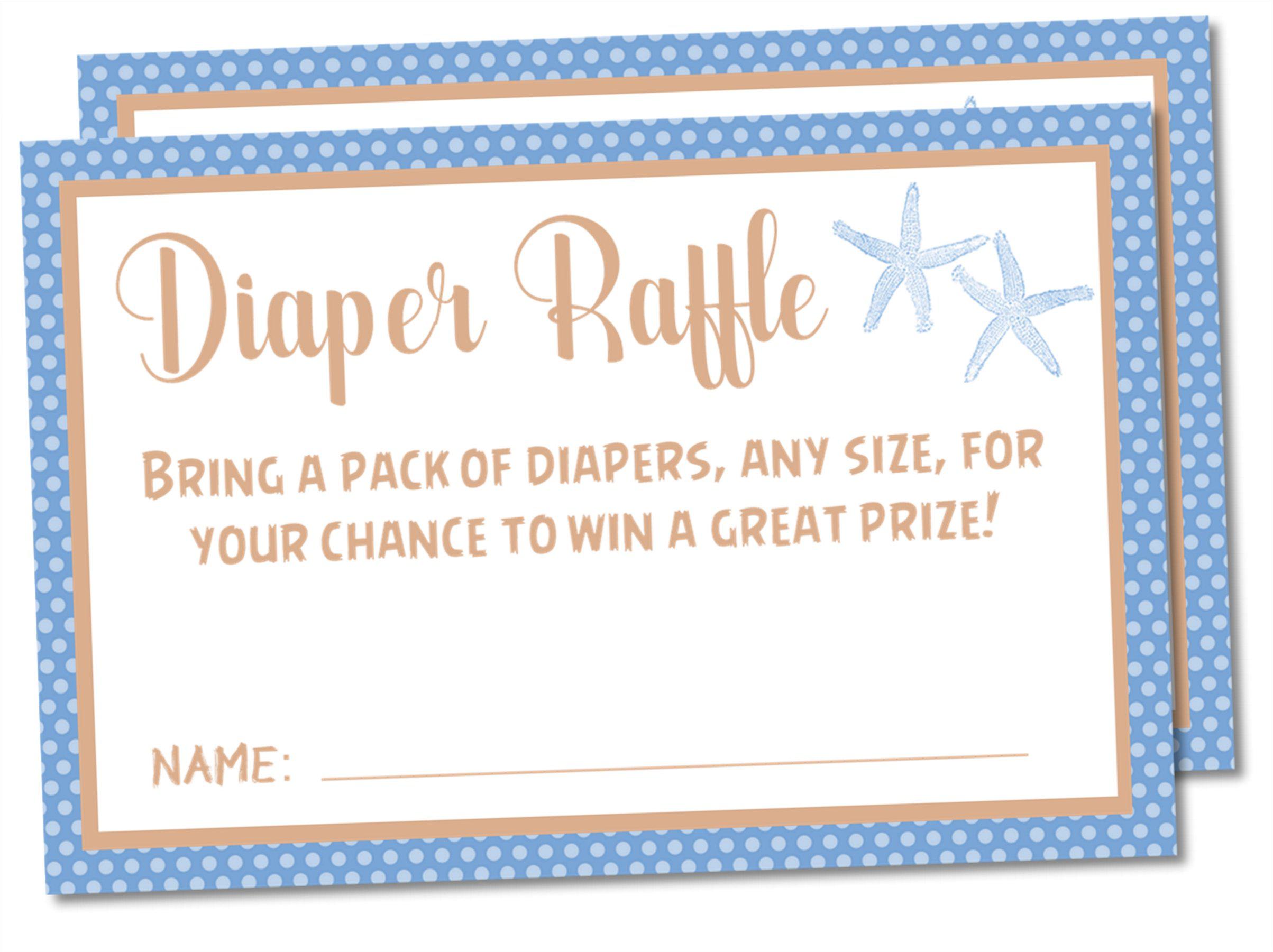 Boys Starfish Diaper Raffle Tickets