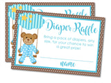 Boys Teddy Bear Diaper Raffle Tickets