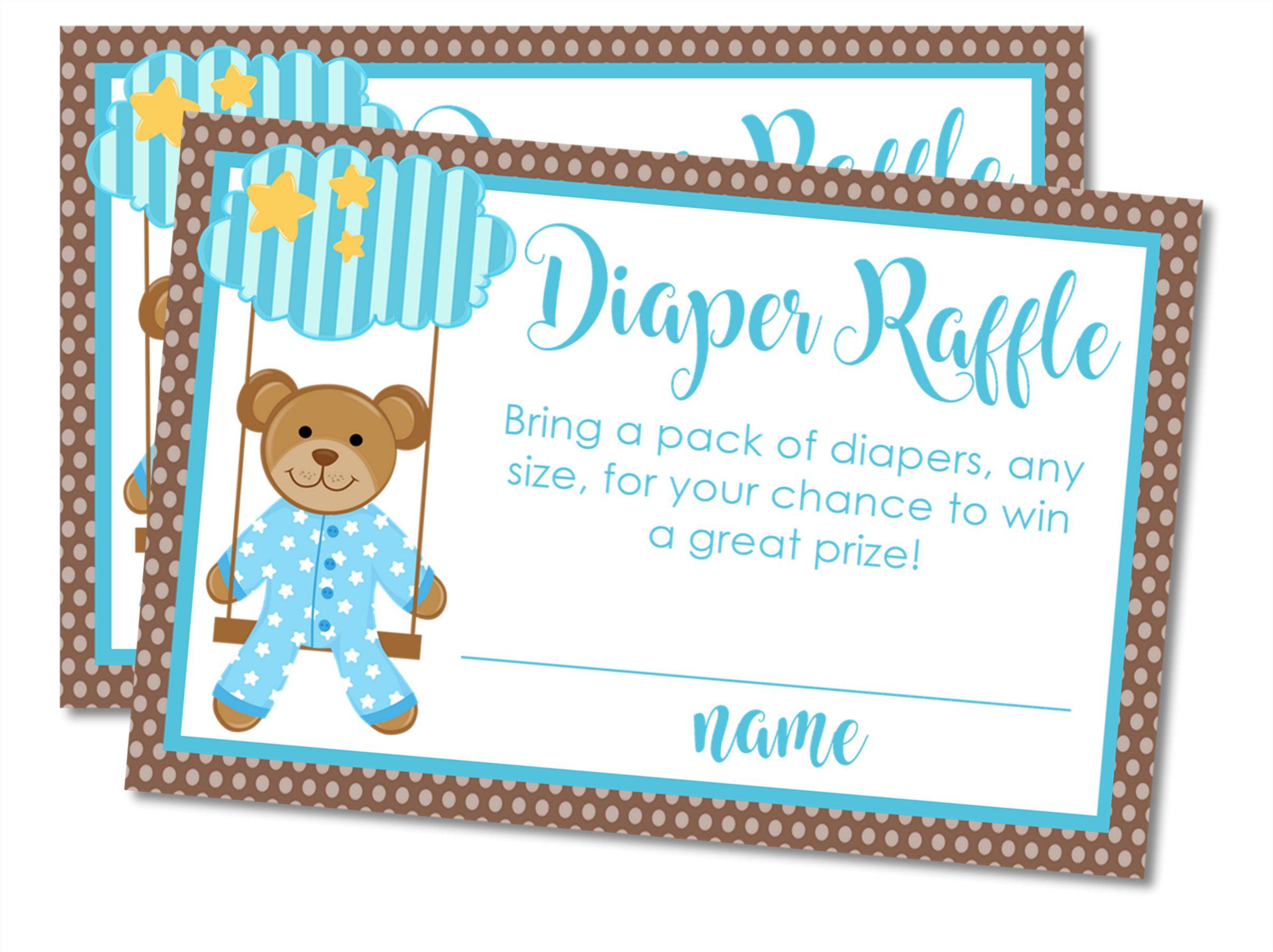 Boys Teddy Bear Diaper Raffle Tickets