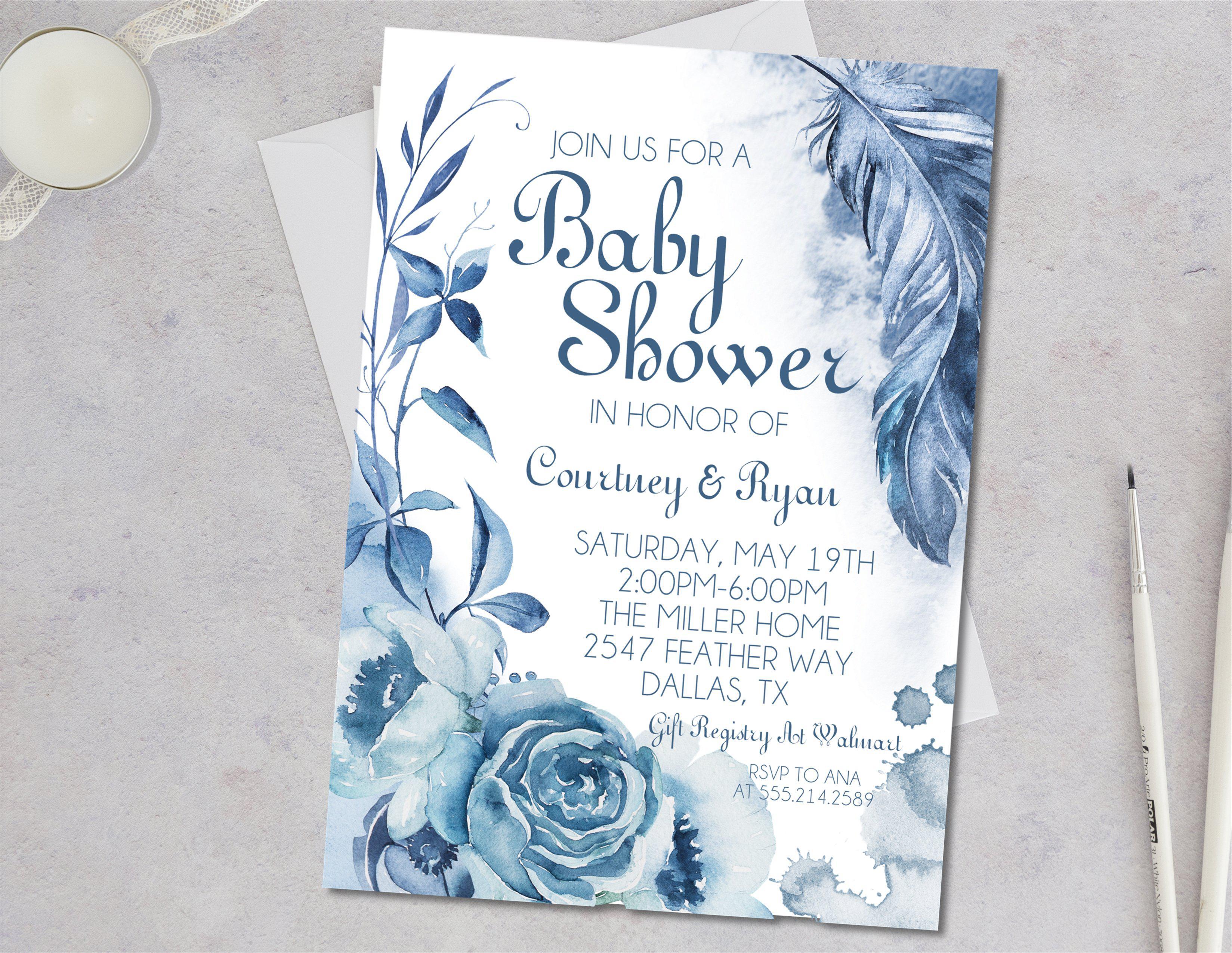 Boys Tribal Feather Baby Shower Invitations