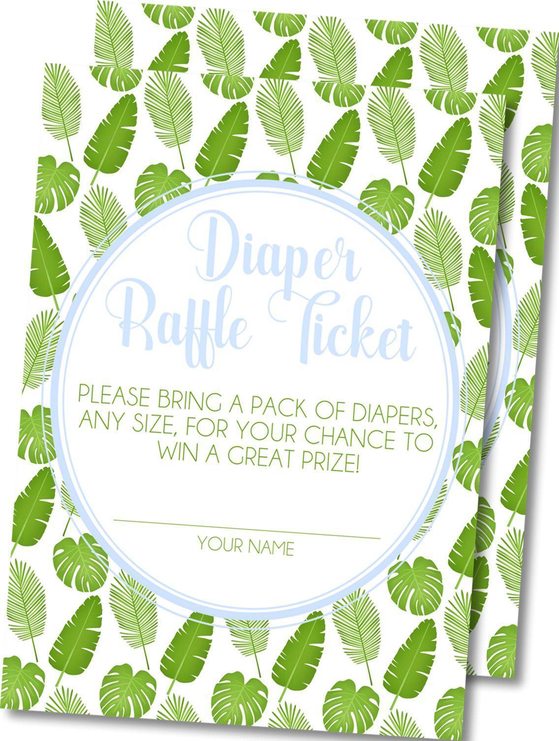 Boys Tropical Leaf Diaper Raffle Tickets