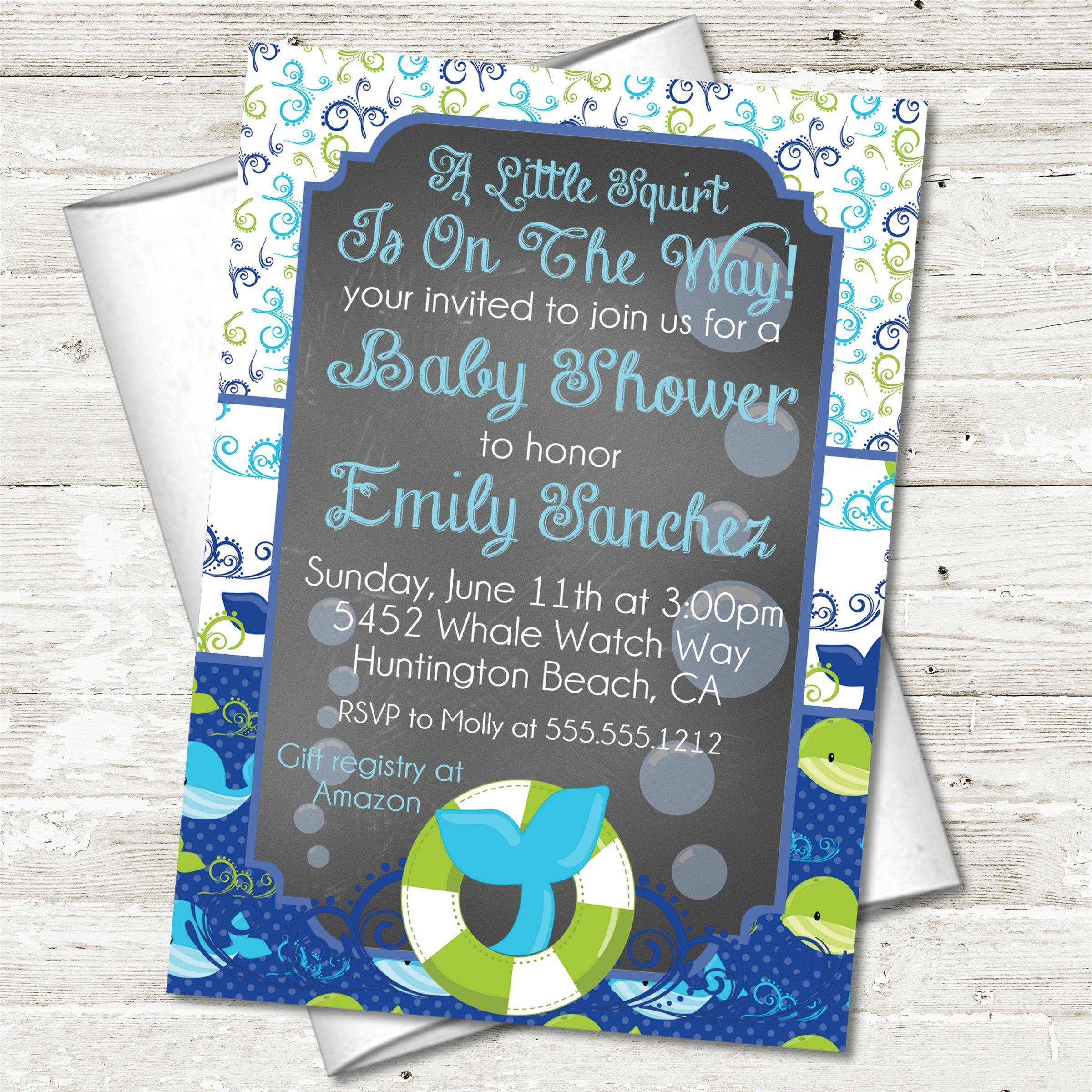 Boys Whale Baby Shower Invitations