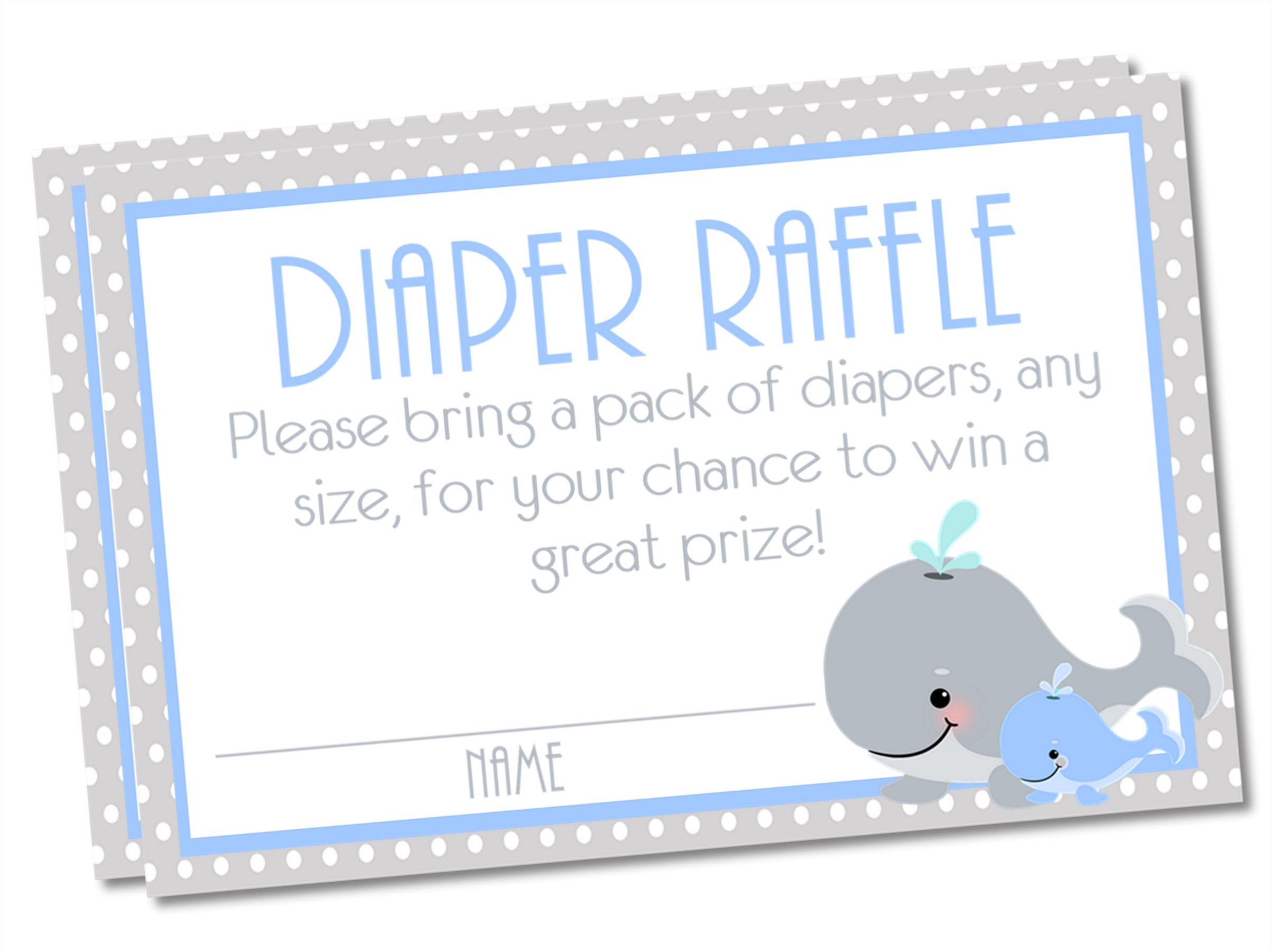 Boys Whale Diaper Raffle Tickets