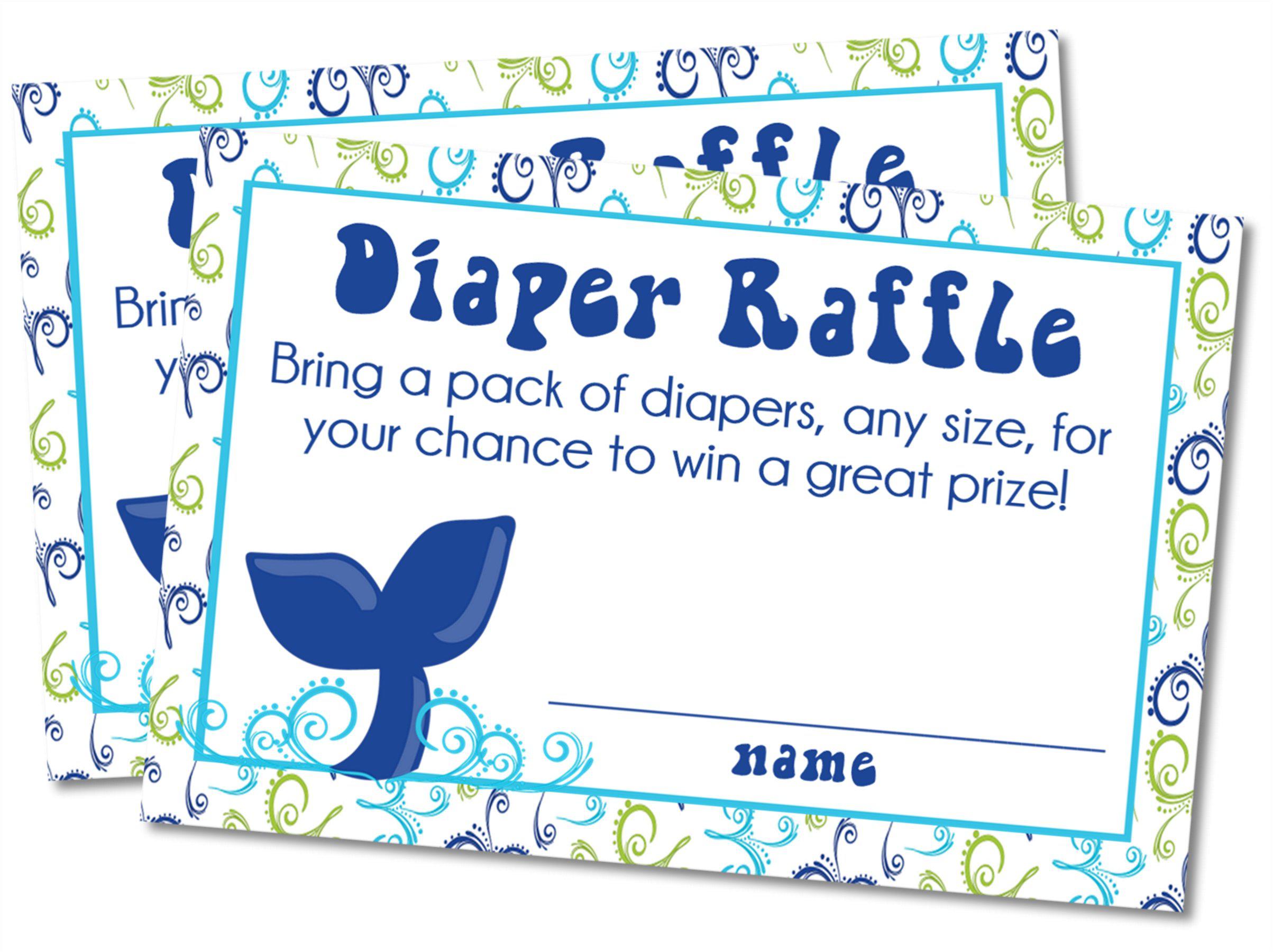 Boys Whale Diaper Raffle Tickets