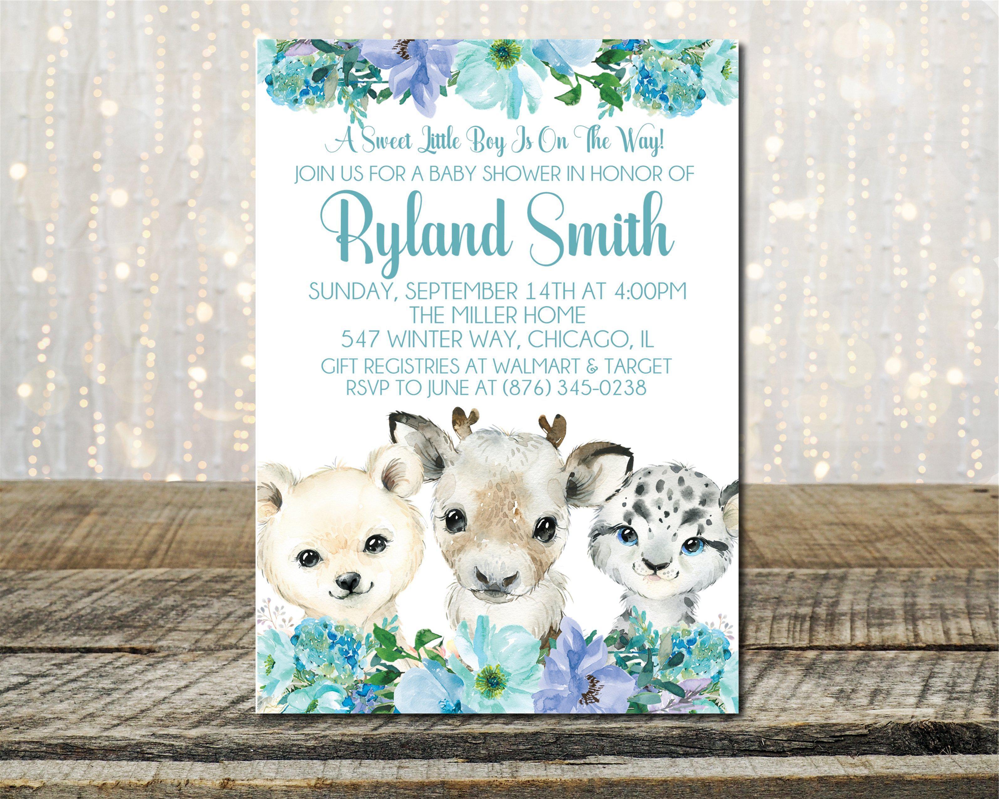 Boys Winter Arctic Animals Baby Shower Invitations