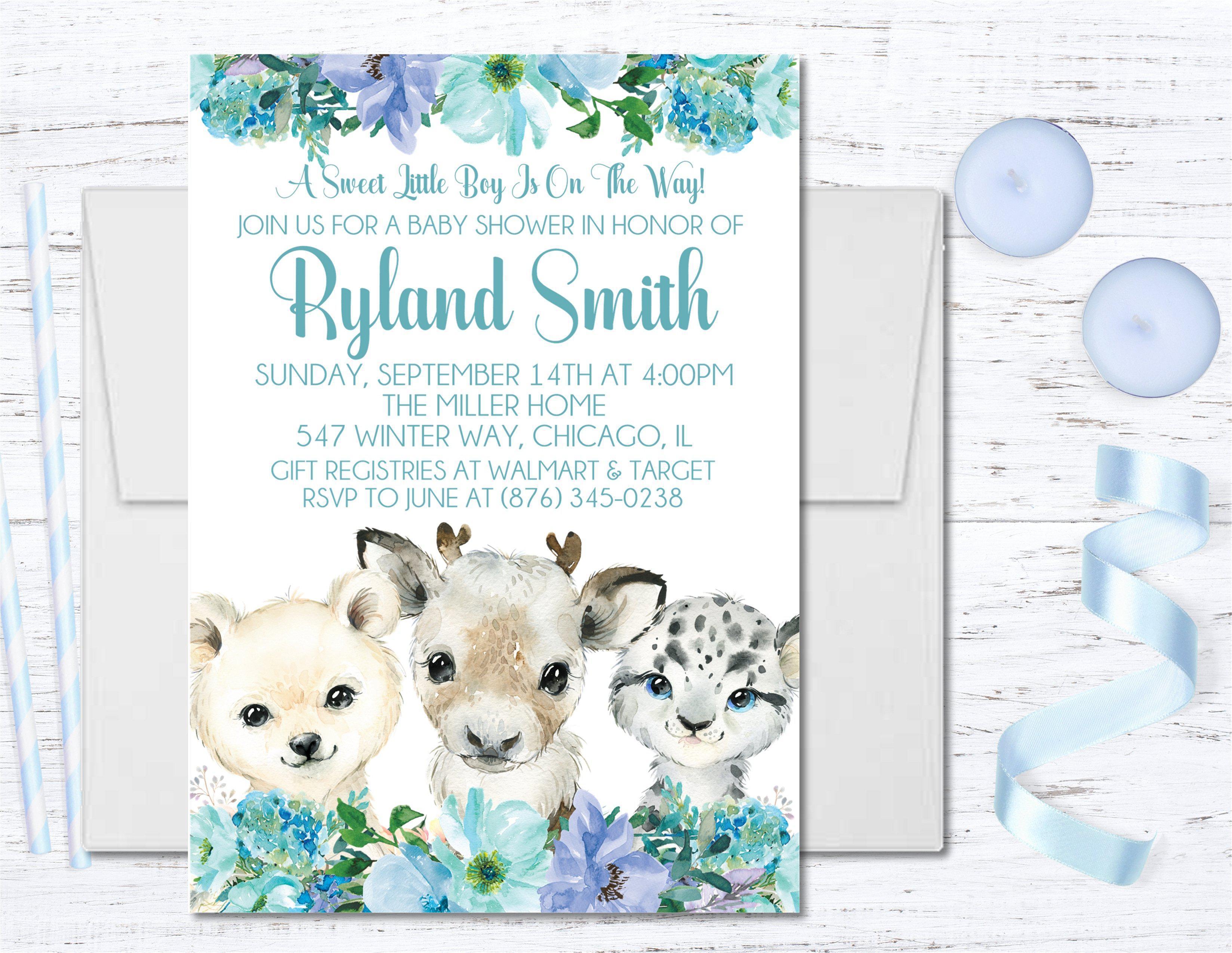 Boys Winter Arctic Animals Baby Shower Invitations