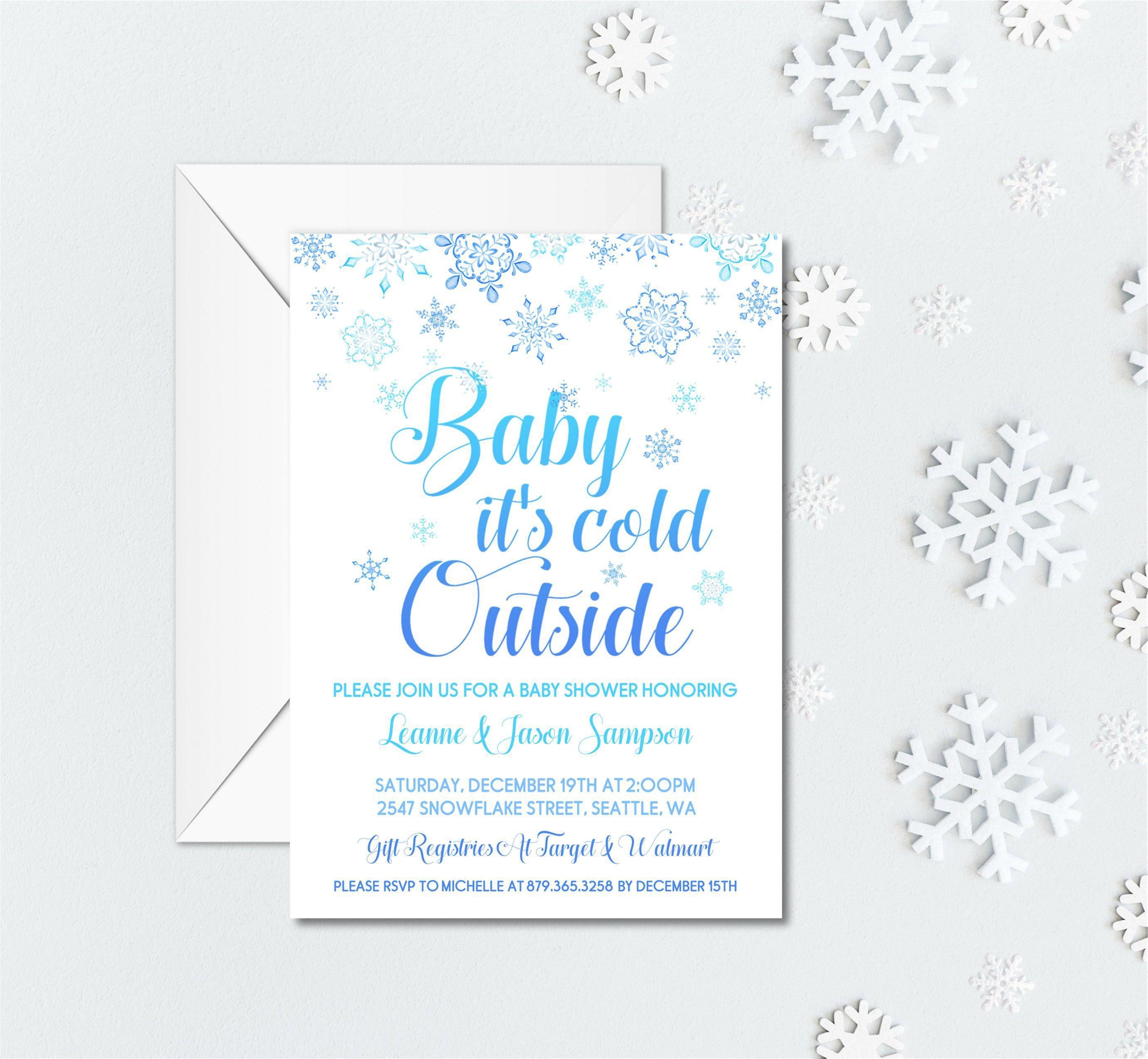 Boys Winter Snowflake Baby Shower Invitations