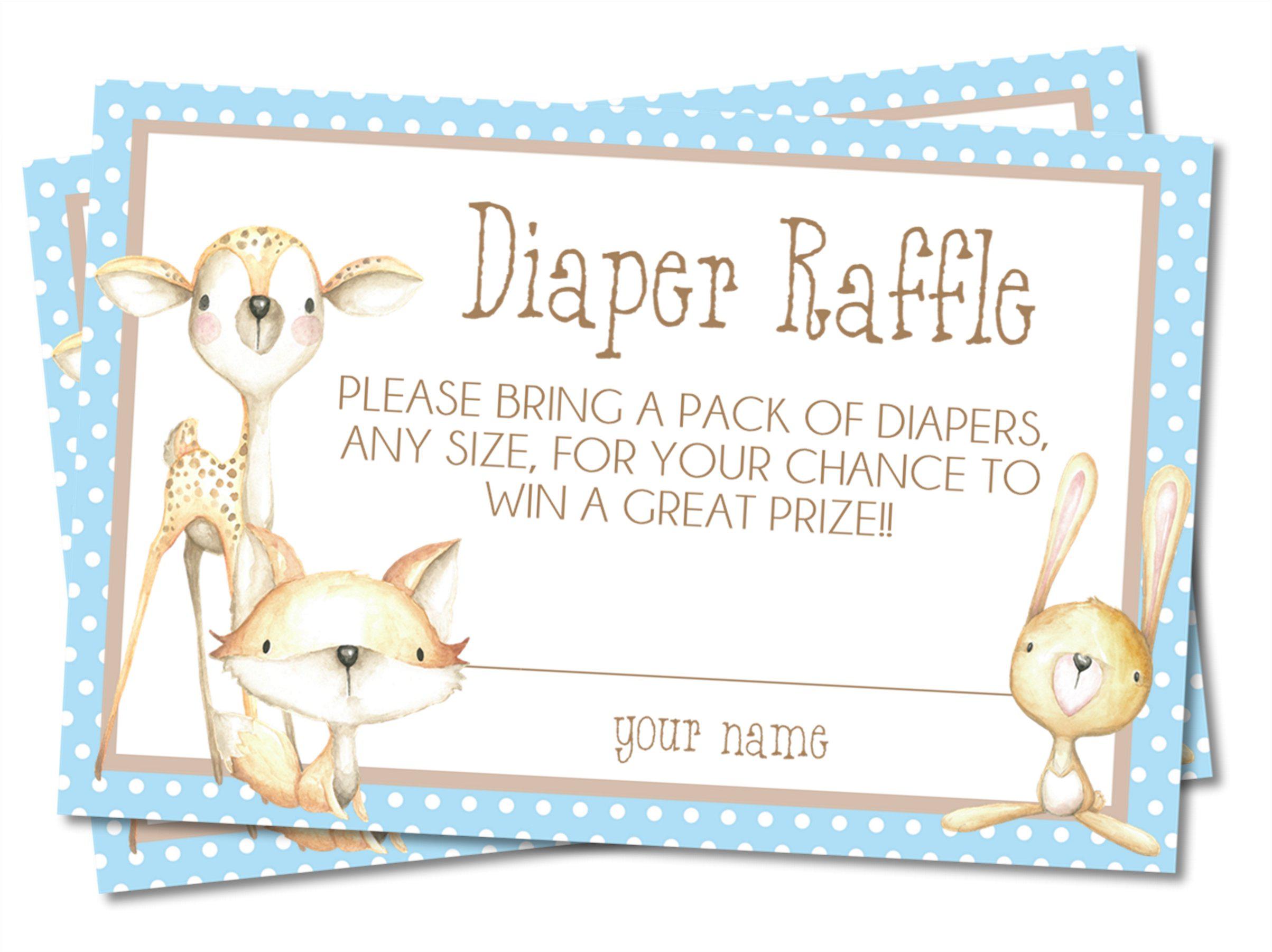 Boys Woodlands Animals Diaper Raffle Tickets