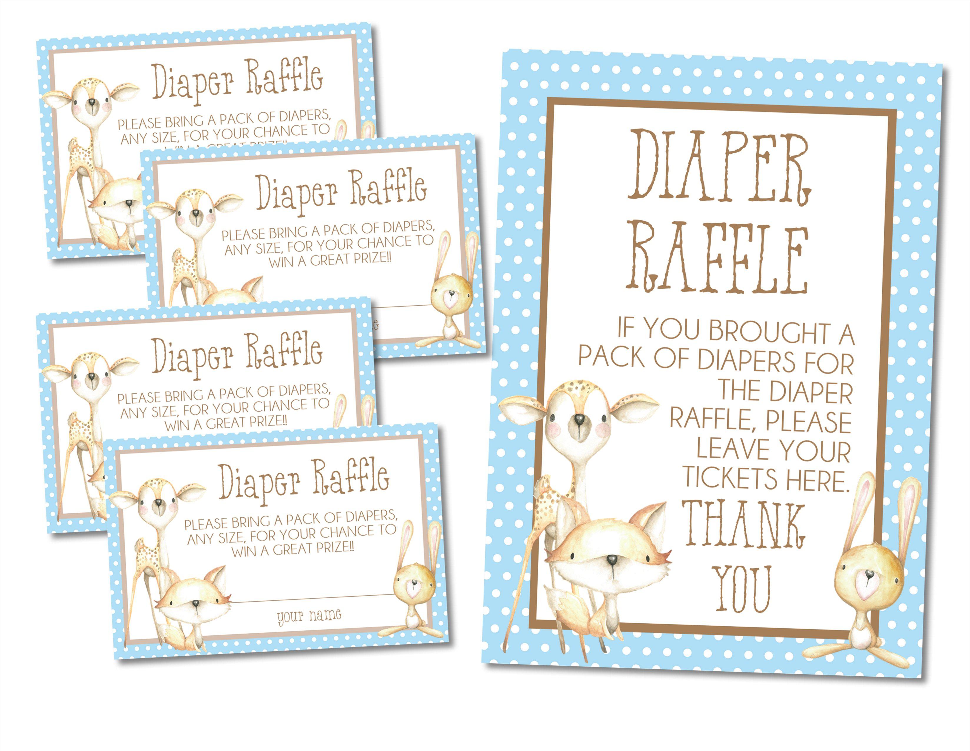 Boys Woodlands Animals Diaper Raffle Tickets