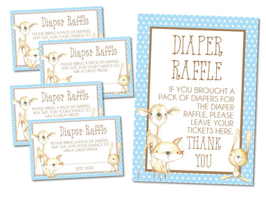 Boys Woodlands Animals Diaper Raffle Tickets