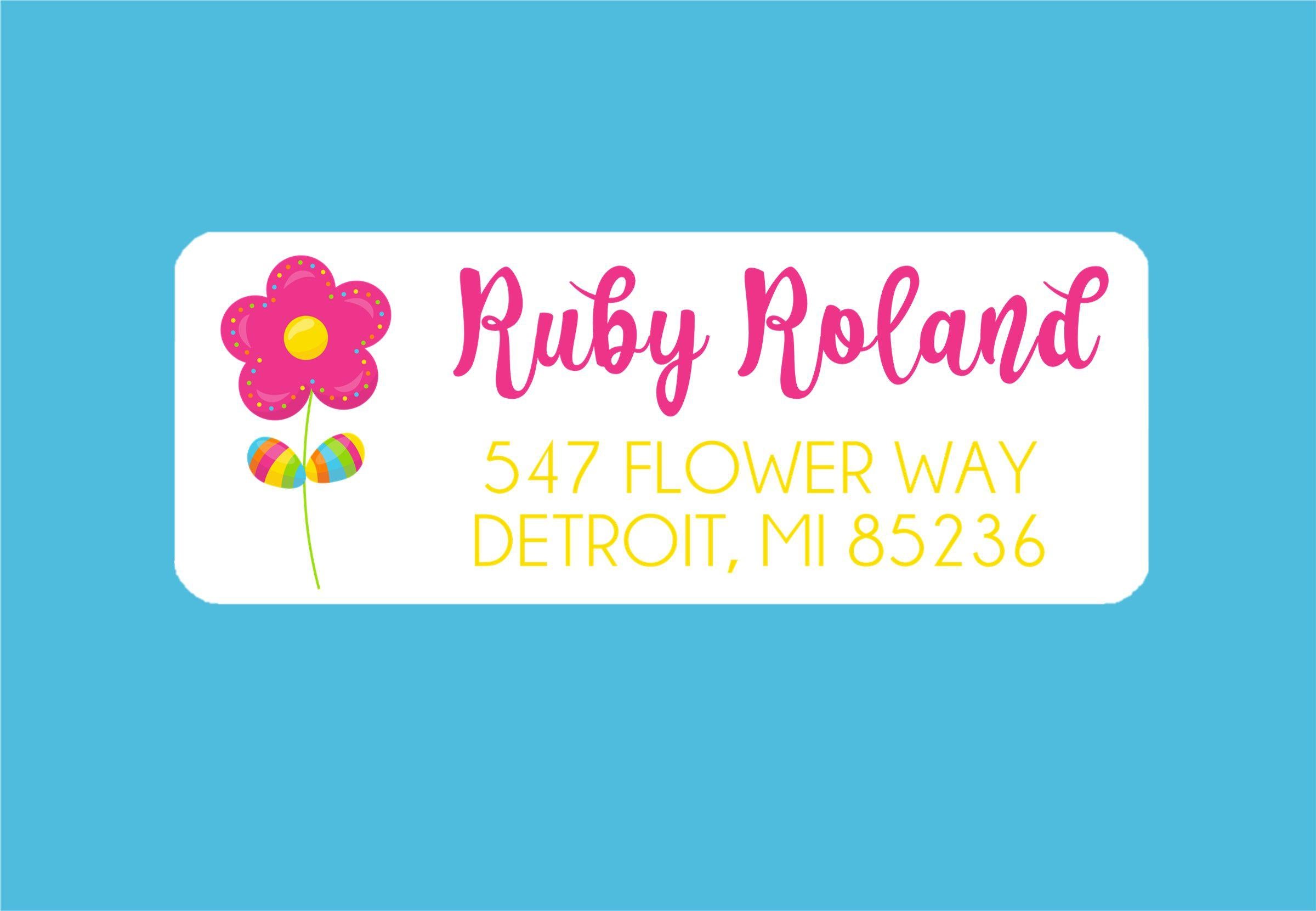 Bright Pink Flower Address Labels