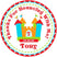 Bright bounce house favor sticker with colorful castle