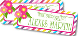 Bright floral custom school supply label