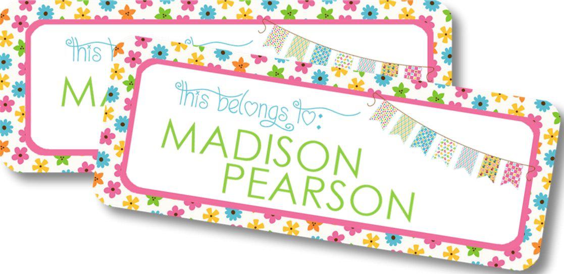 Bright flower border student name label