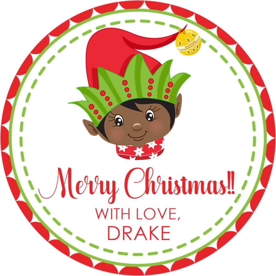 Brown Boy Elf Christmas Stickers