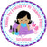 Brown hair slumber party birthday sticker with purple pajamas