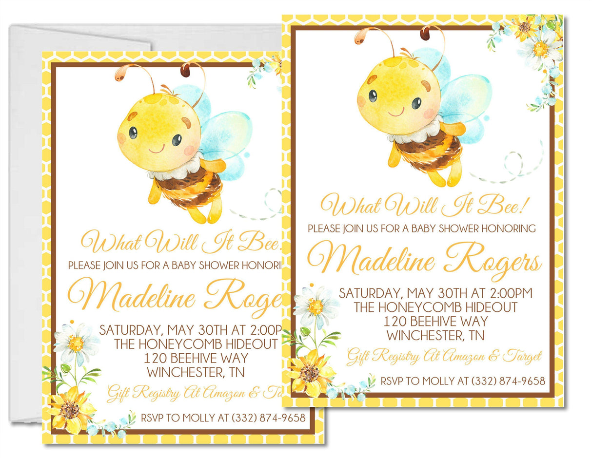 Bumble Bee Baby Shower Invitations