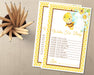 Bumble Bee Baby Shower Wish Cards