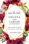 Burgundy pink save the date cards