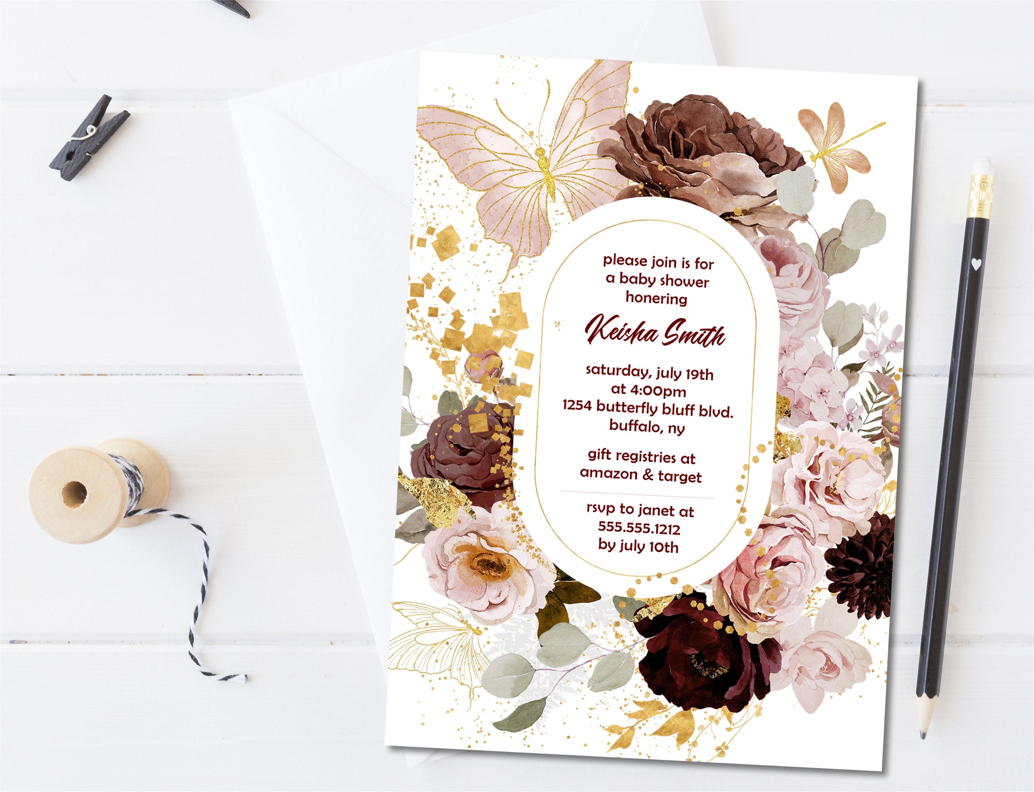 Butterfly Baby Shower Invitations