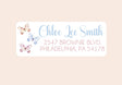 Butterfly address labels with blue and pink butterflies