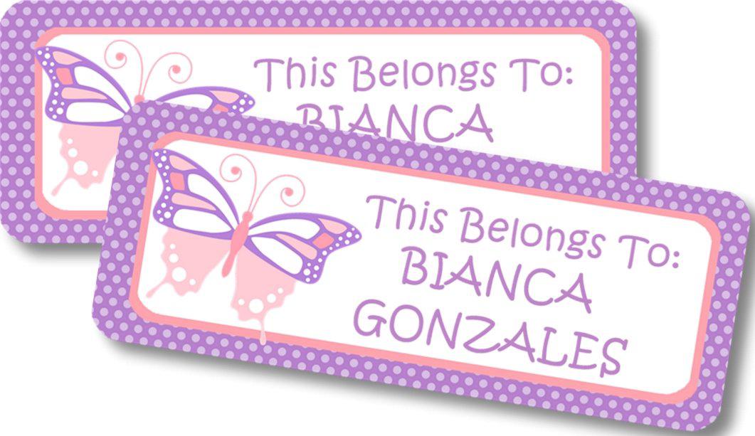 Butterfly name label for school supplies