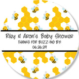 Buzzing by honeycomb bee favor label
