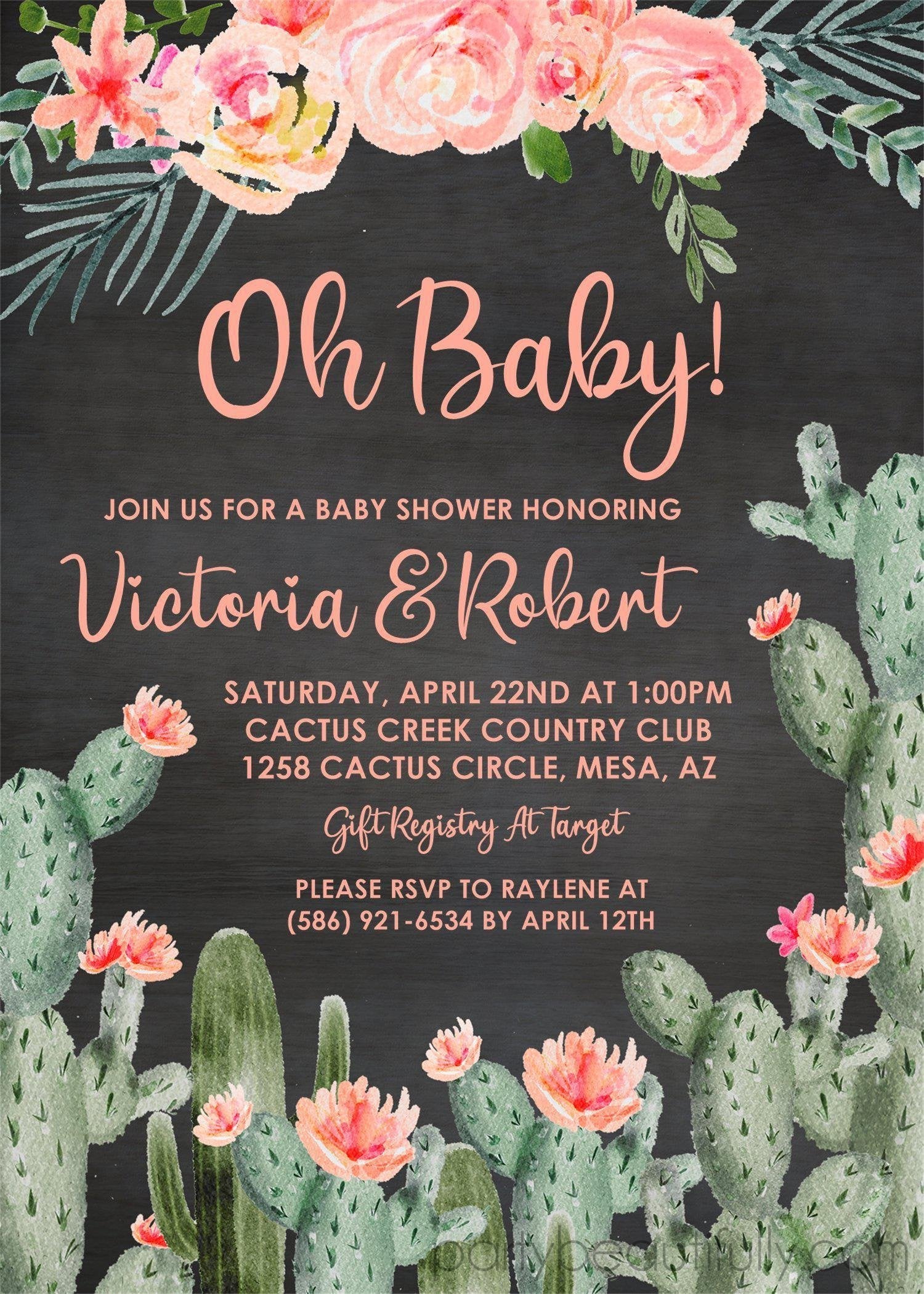 Cactus Baby Shower Invitations