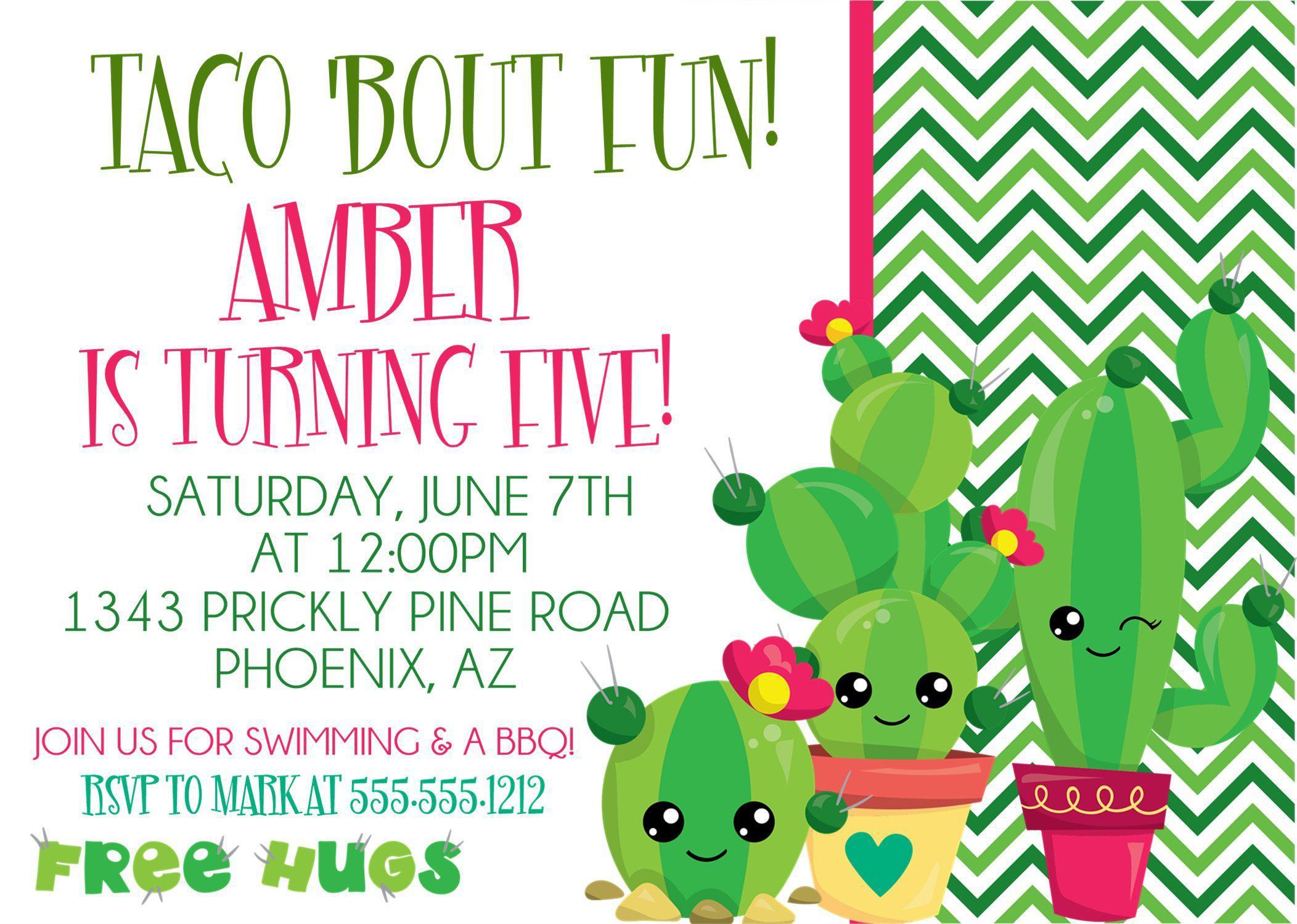 Cactus Birthday Party Invitations