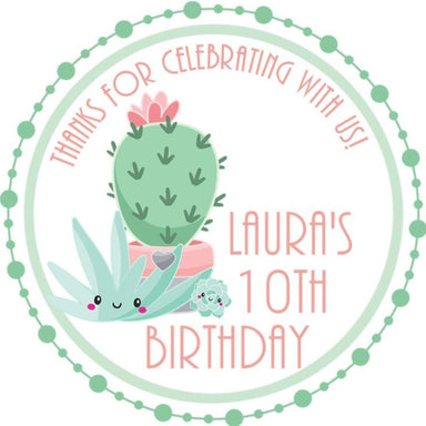 Cactus Succulent Birthday Party Stickers