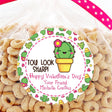 Cactus Valentine sticker with hearts and personalized name
