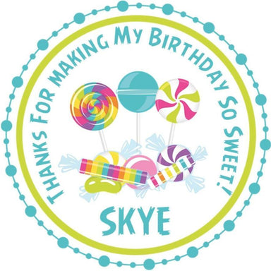 Candy Birthday Party Stickers