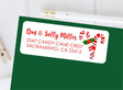 Candy cane crest Christmas address labels on envelope