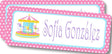 Carousel themed back to school name labels with pink and pastel colors