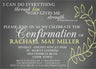 Chalkboard and yellow Confirmation invitation