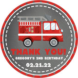 Chalkboard fire truck birthday sticker red engine