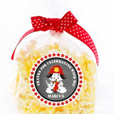 Chalkboard firefighter theme sticker for kids party
