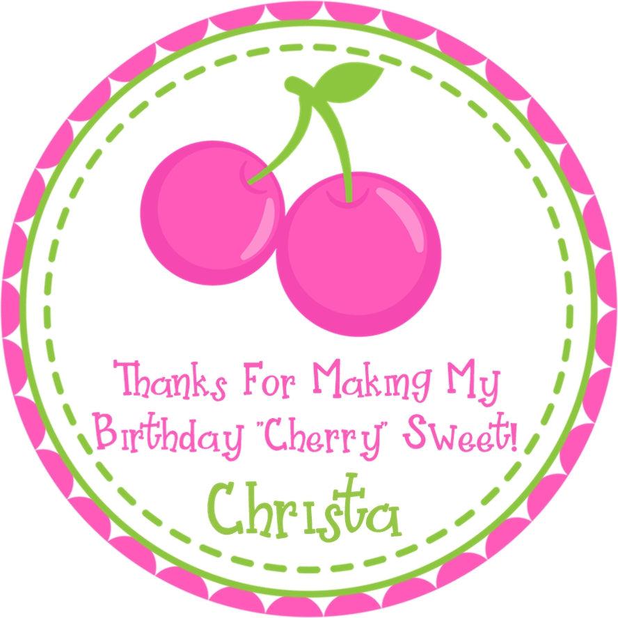 Cherry Birthday Party Stickers