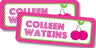 Cherry name label with pink polka dot border