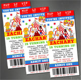 Circus Birthday Party Ticket Invitations