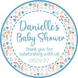 Coastal themed baby shower sticker