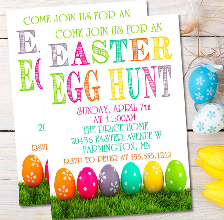 Colorful Easter Egg Hunt Invitations