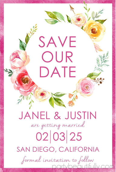 Colorful Floral Wedding Save The Date Cards