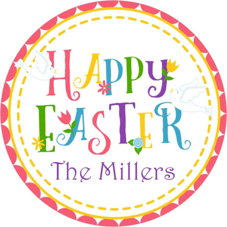 Colorful Happy Easter Stickers Or Favor Tags