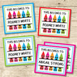 Colorful Square Back To School Supply Name Labels