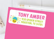 Colorful spider personalized address labels on envelope