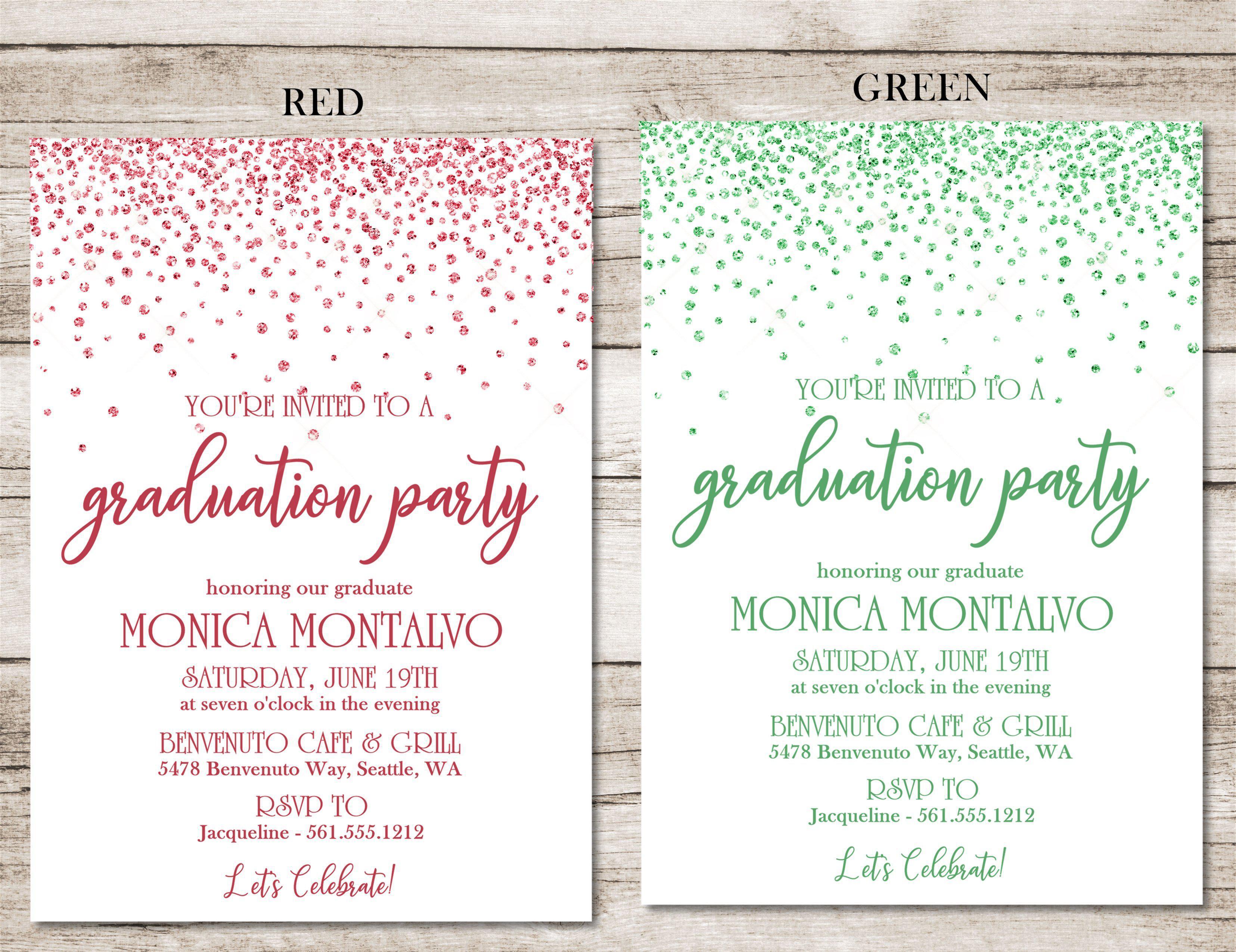 Confetti Graduation Party Invitations