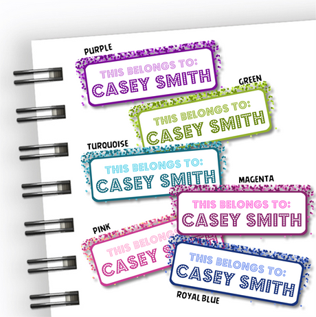 Confetti Back To School Supply Name Labels