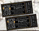 Countdown party invitation with admission ticket design and festive celebration graphics